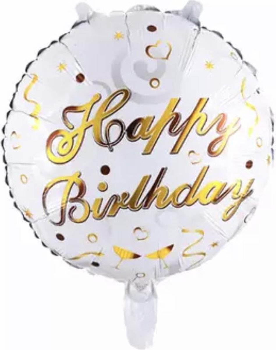 Happy Birthday ballon | Happy Birthday | Ballon | Wit/Goud